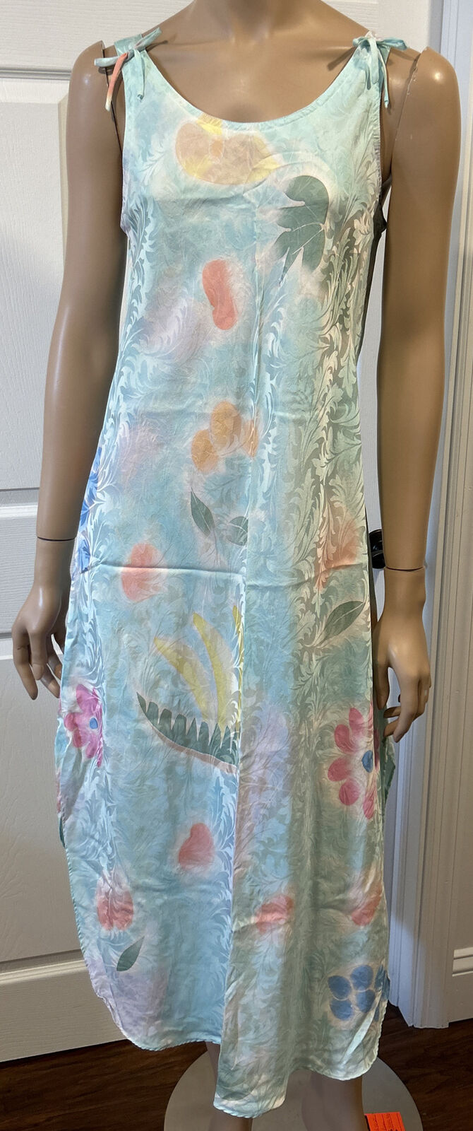 Floral Print Pastel Nightgown 100% Silk - image 1