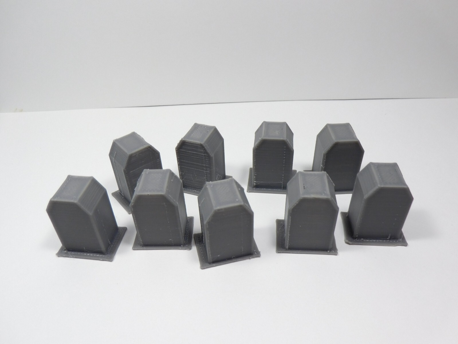 Lot of 9 Gray Angled Thick Headstones Tabletop Gaming Terrain D&D