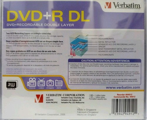 1 Rohling Verbatim DVD+R DL 6-fach 8,5 GB 240 min. Jewel Case OVP versiegelt NEU - Bild 2 von 4