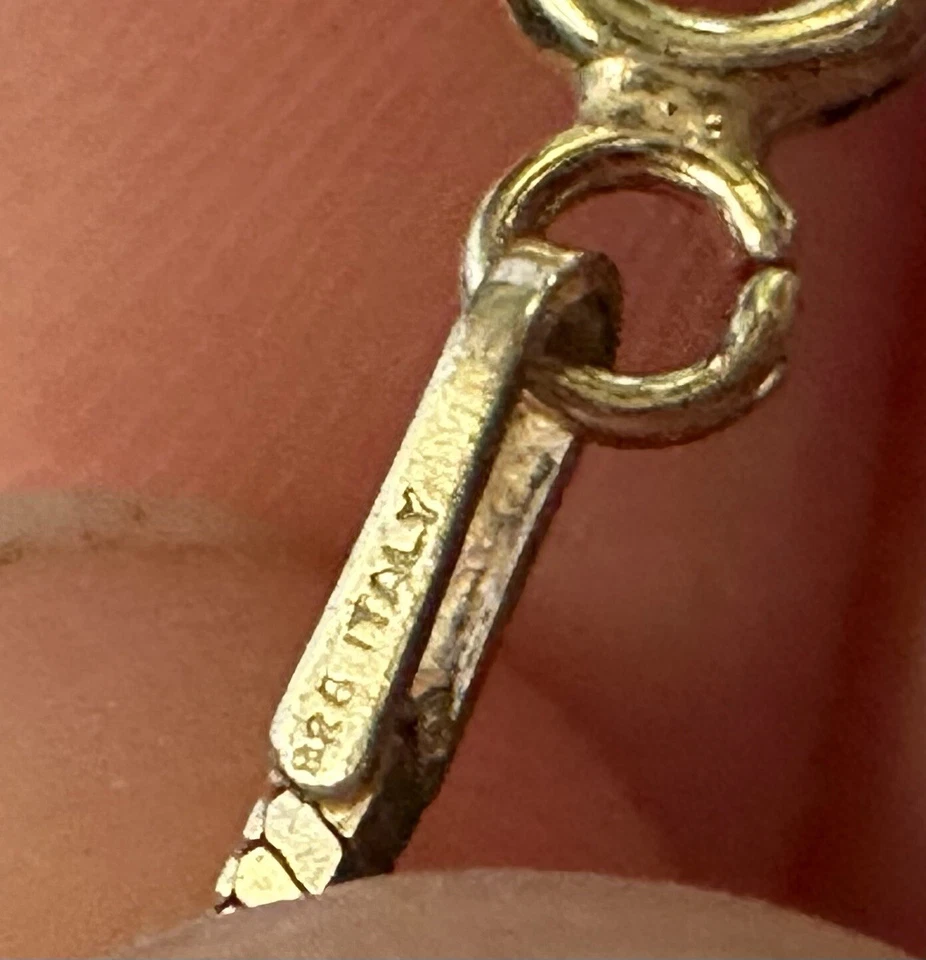 Collar Vintage Cruz Aventurina Oro Vermeil Plata de Ley 925 18 pulgadas Foto 4 de 4