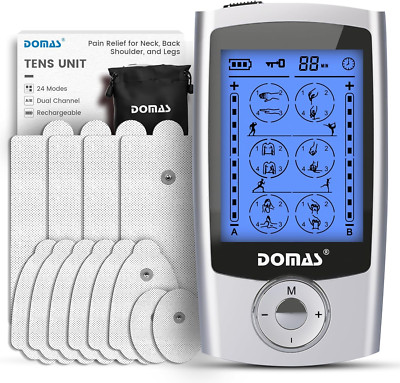 DOMAS TENS Unit for Neck, Back, Shoulders & Legs Pain Relief   Dual Channel, 24 