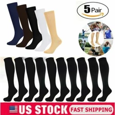 5 Pairs Copper Compression Socks 20-30mmHg Graduated Support Mens Womens S-XXL