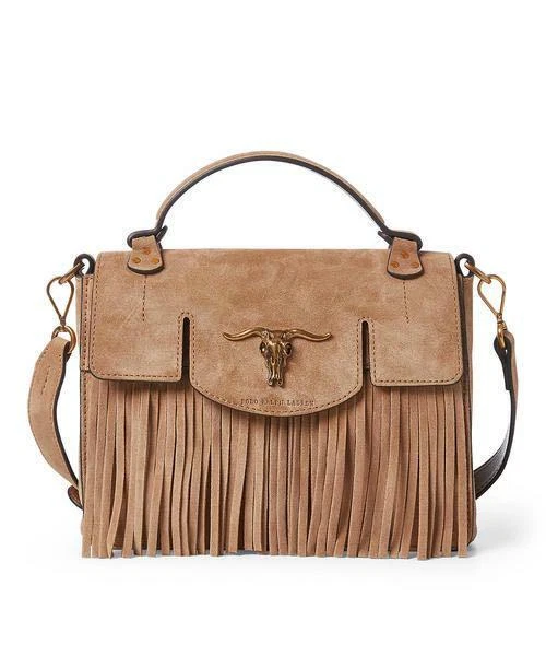 RALPH LAUREN Western Suede Leather Fringe Tote Shoulder Bag Longhorn From Japan