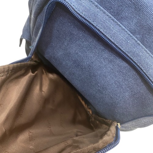 Kaukko Deep Blue Canvas Cross Body Shoulder Sling Backpack Rucksack Pockets Zips - Picture 8 of 9