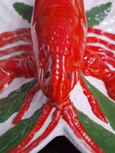 Vtg 1960’s Holland Mold Lobster Divided Serving Dish Ceramic Hand Painted 15"L - Picture 13 of 22