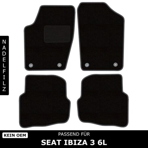 Pour Seat Ibiza 3 6L 2002-2008 - Tapis de sol feutre aiguille 4 pièces noir - Photo 1/6
