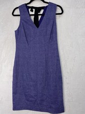 Banana Republic Wool Blend Dress 4 XS Purple Sleeveless V Neck Back Bow Tie