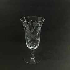 Colony  'Danabe' Crystal Iced Tea Glasses, Etched Cut Flowers, Ball Stem 7-1/2"