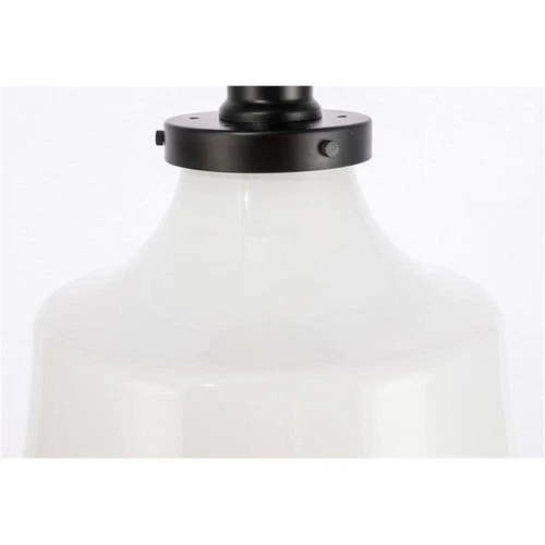 Living District Lyle 1-Light Metal & Glass Flush Mount in Black/Frosted White - Picture 10 of 11