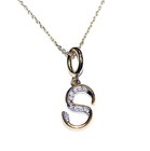 925 silver Gold Plated Vermeil lab grown diamond .07ct pendant necklace letter S — photo 4