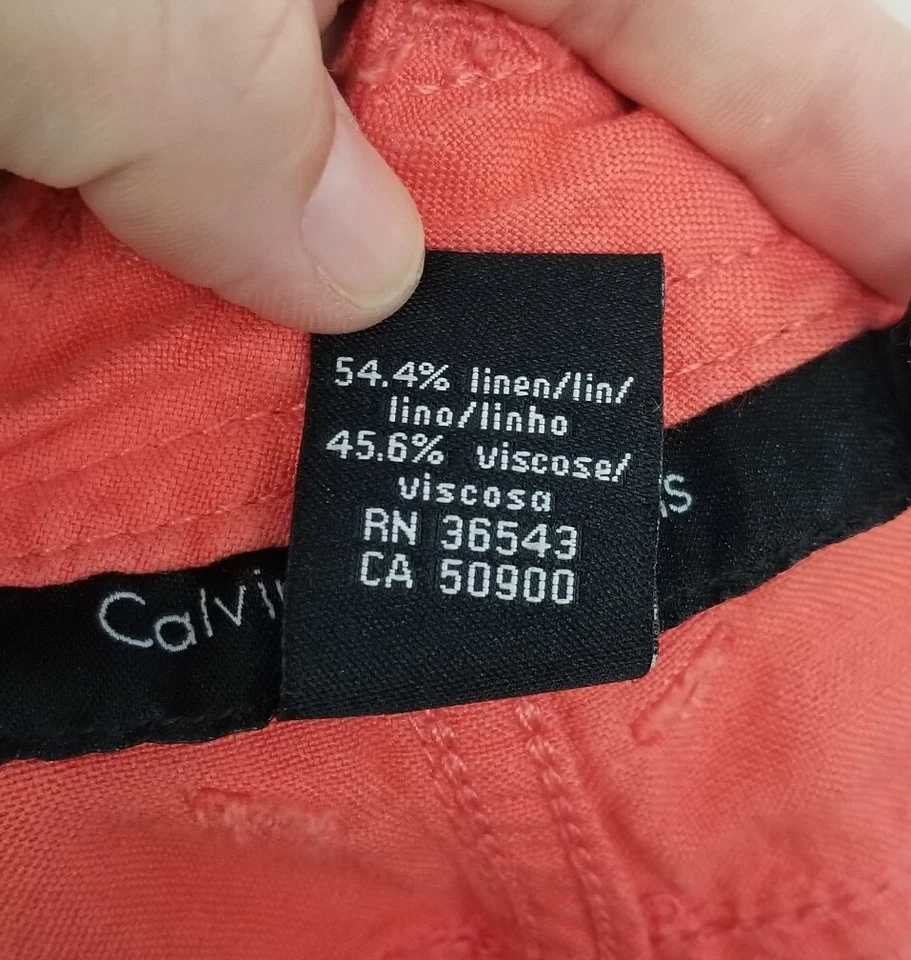 Calvin Klein Jeans Coral Soft Linen Blend High Rise 5.5" Shorts Size 12 - Image 4 of 4