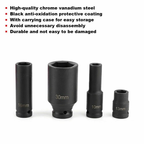 35pcs 1/2' Drive Deep Impact Socket Tool Set Metric Garage Tool Kits 8-32mm AU - Picture 9 of 12