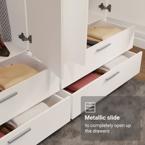 Madesa 4 Doors 4 Drawers Storage Cabinet Wardrobe Shelves Hanging Space 63 Inch - Picture 15 of 22