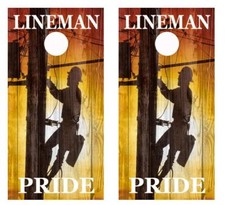 Electrical Lineman Pride Barnwood Cornhole Board Wraps FREE LAMINATION 2405