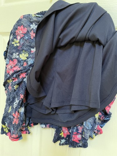 Justice Navy Pink Floral Handkerchief Hem Skirt Skort Size 14 - Picture 4 of 5