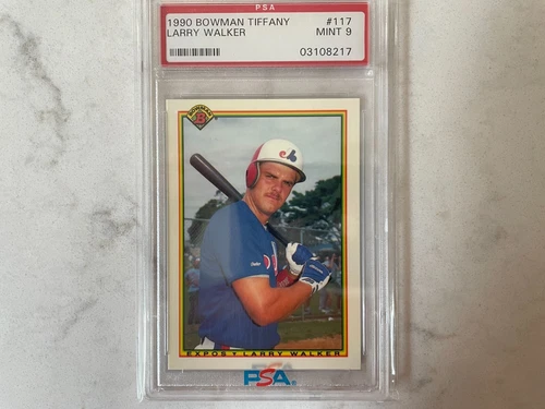 💥 Larry Walker 1990 Bowman Tiffany #117 Rockies Expos Hall Of Fame RC PSA 9 -