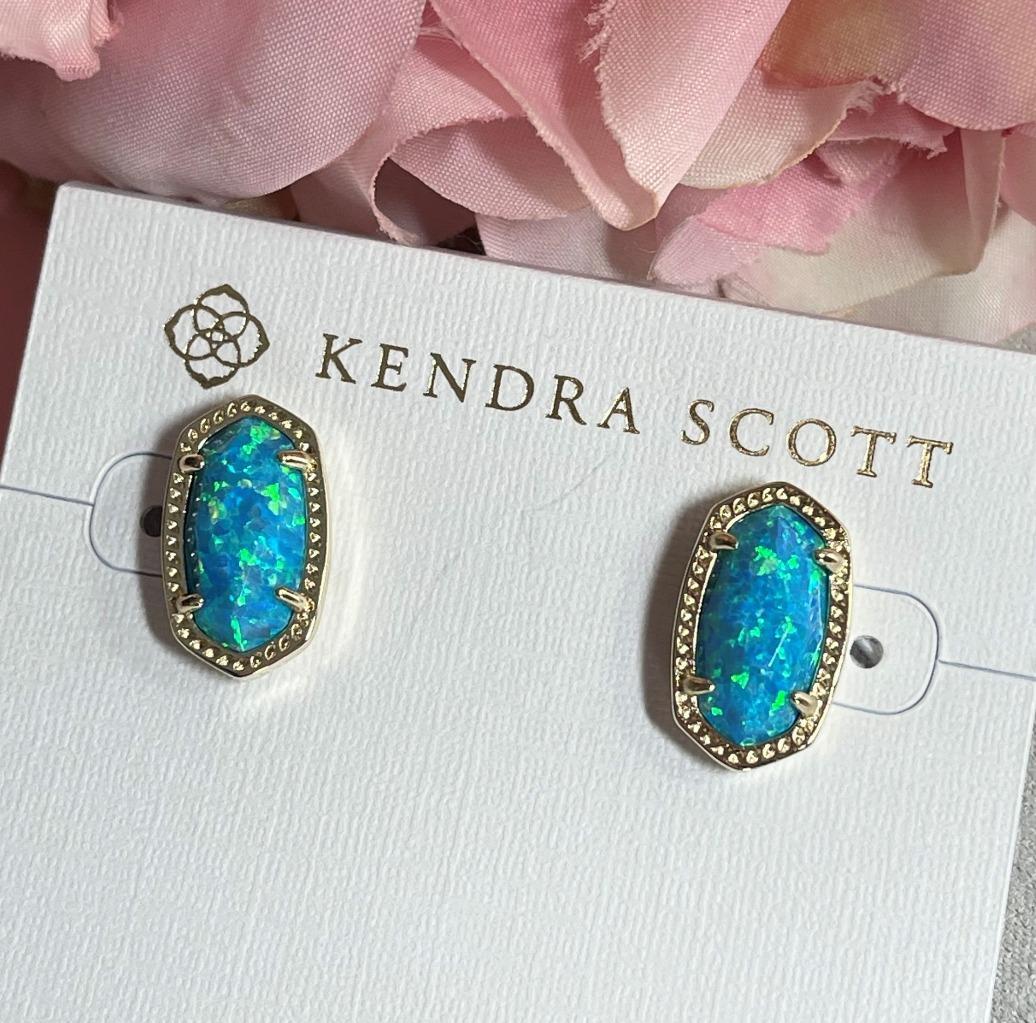 Kendra Scott Ellie Turquoise Kyocera Opal Post Earrings NWT