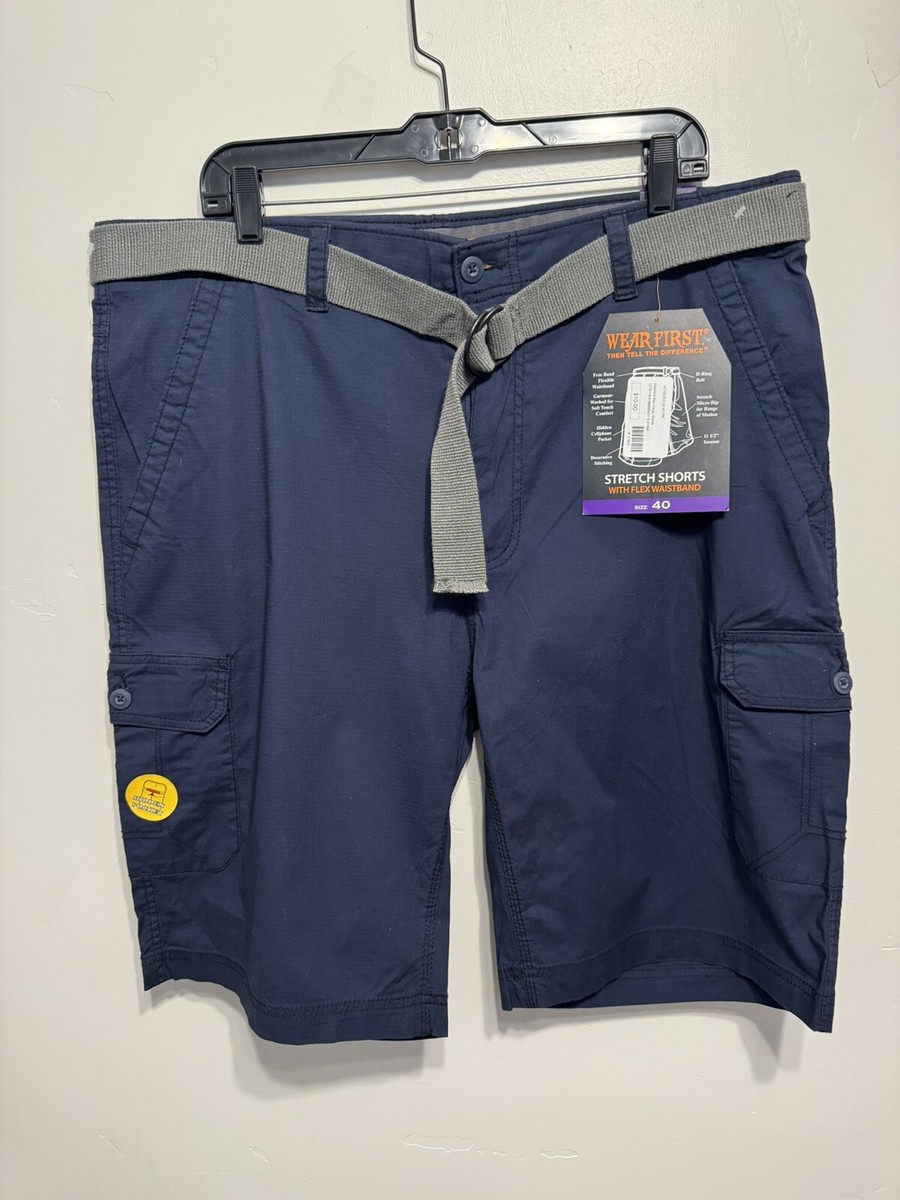 Wear First FreeBand Men's Comfort Flex Waist Cargo Pockets Blue