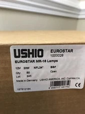Case of 50 Ushio 12V 20W MR16 Bulbs BBF JR12V-20W/NFL24 Code 1000028