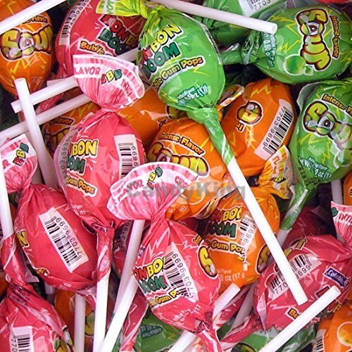 200 Sour Lollipops Bubble Gum Center Candy Pops Candies FREE