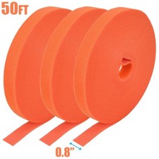 3x 50FT Roll Reusable Hook Loop Self Attaching Cable Tie Fastening Tape Orange