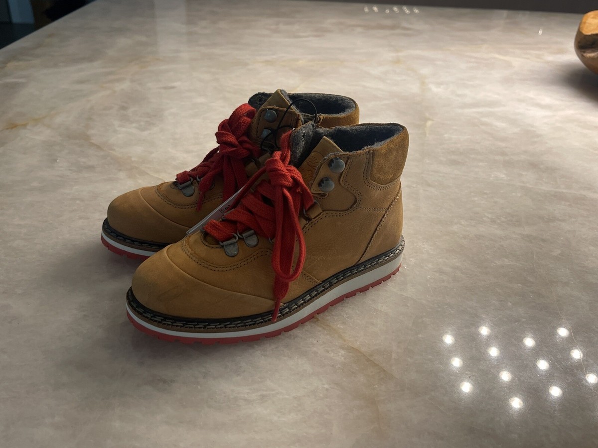 ZARA boys Leather Tan Desert Lined lace/zip up Boots Shoes