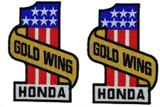 Honda Gold Wing USA Flag Number 1 Embroidered PATCH  |2PC  iron On Sew on 4"