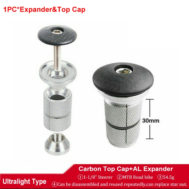 BMX Headset 1-1/8" Threadless Carbon/Aluminum DH Stem Expander Top Cap Fork Part - Image 2 of 4