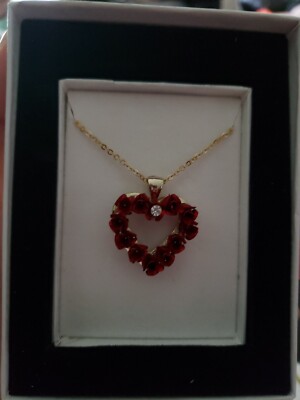 Vintage  Austrian Crystal Heart Roses Necklace ''Heart of a Dozen Roses''
