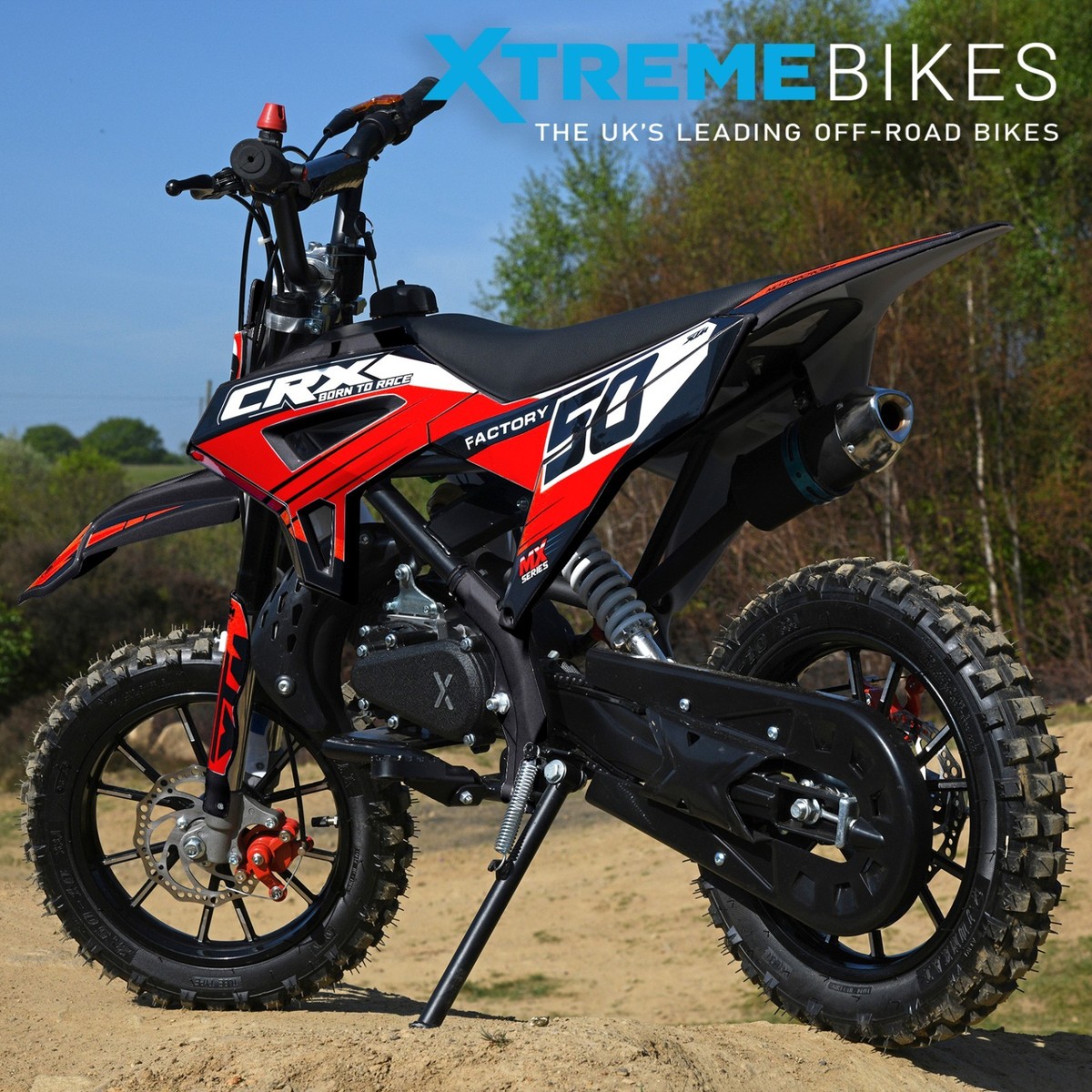 2025 XTM CRX 49cc 50cc Kids Mini Dirt Bike Petrol Motorbike Black