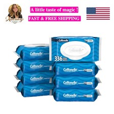 336 Unscented Adult Flushable Wipes - 8 Flip-Top Packs for Freshness on the Go