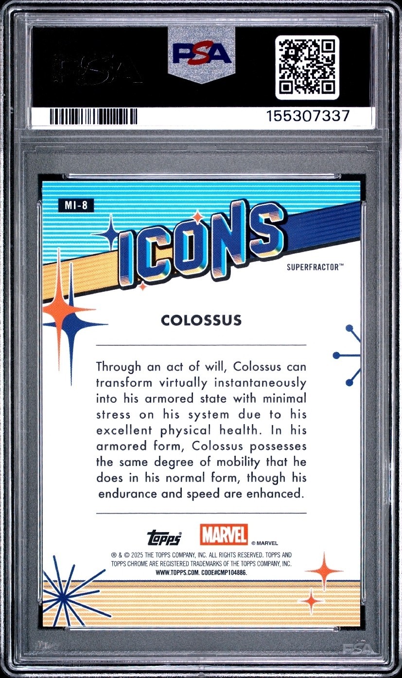 2025 Topps Chrome Marvel Icons SuperFractor #MI-8 Colossus 1/1 PSA GEM MINT 10 view 2
