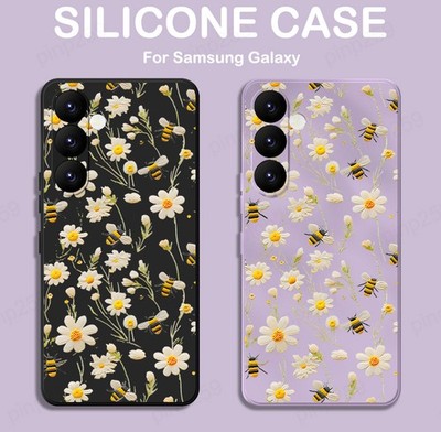 Bienen Blumen Silikon Hülle für Samsung S25 S24 S23 A55 A35 A56 A36 A17 A16