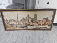 Schönes Ölbild Öldruck? Hafenstadt Schiffe Rotterdam signiert 