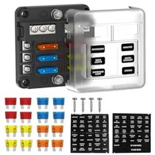 6 Way Fuse Block Box 12V/24V DC, ATC/ATO Fuse Panel with LED Indicator for 6 Way