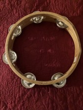 Vintage 8" Wood Tambourine Single Row Cosmic Perfection