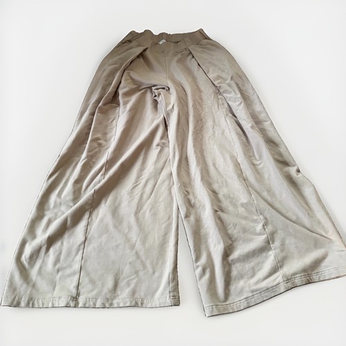 Cuyana French Terry Pleated Pants M Beige Wide Leg Organic Pima Cotton Modal