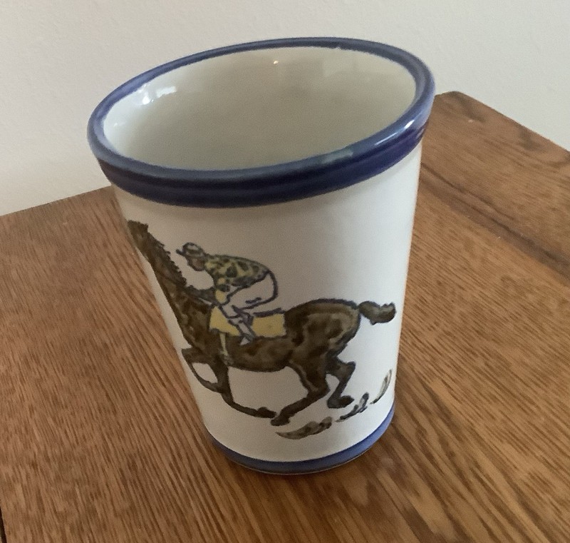 Louisville Stoneware  Jockey Horse Race Mint Julep Kentucky Derby Cup