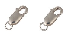 2 Solid Sterling Silver Lobster Clasps 10mm x 4mm with Jump Ring and Trigger