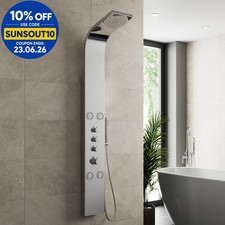 Thermostatic Shower Panel Column Tower 4 Body Jets Twin Head Bathroom Polished