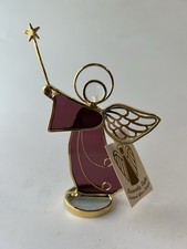 Stained Glass Angel Figurine 24K Gold Crystal Face Heavenly Light Treasures Inc