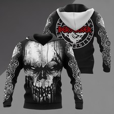 Viking Berserker Skull Hoodie Nordic Warrior Norse Mythology Gift