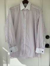 TURNBULL ASSER Shirt Multi-colored Striped French White Cuff 17.5/44cm