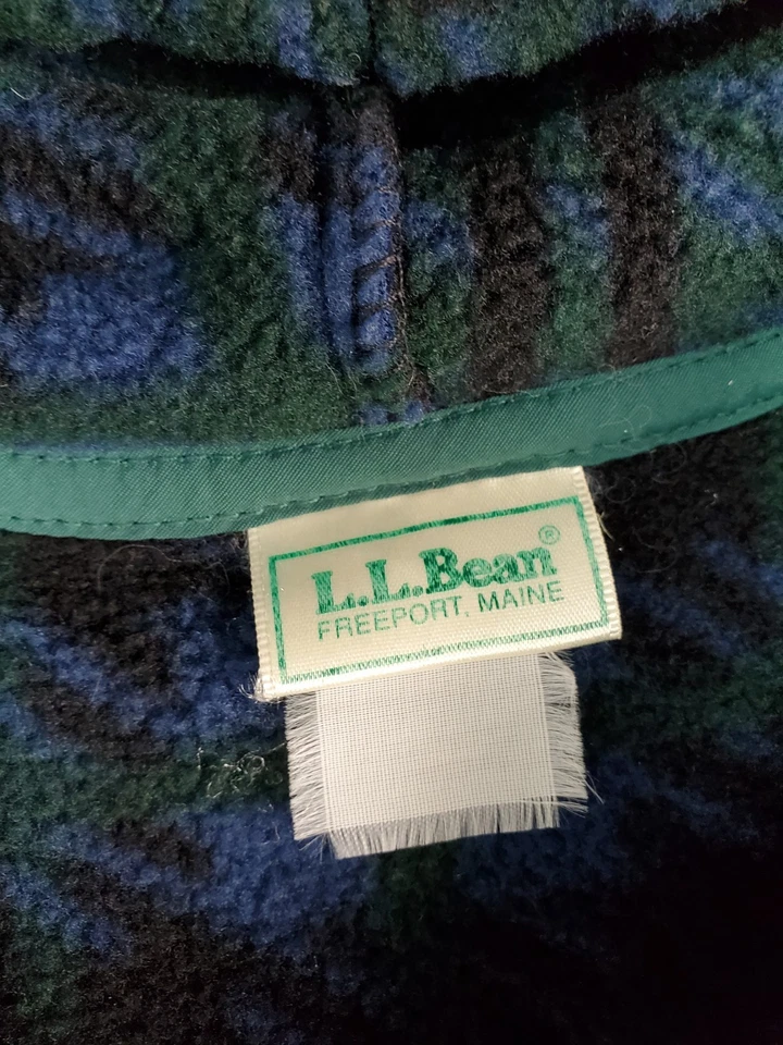 Vintage LL Bean Womens 1/4 Snap Hooded Fleece Pullover Size Medium Green - Image 3 of 4
