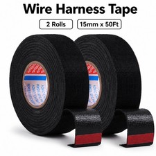 2 Rolls 50Ft Wire Harness Cloth Tape 15mm Heat Resistant Noise Dampening