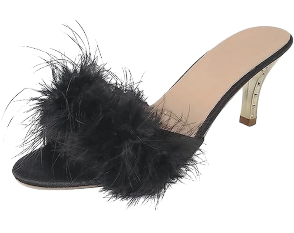PANTOFOLA D’ORO Ciabatta donna sexy carina tacchi fuzzy pelosi tacchi a spillo per lingerie matrimonio b...