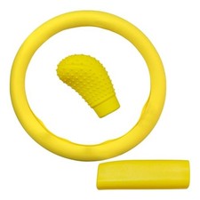 3PCS Silicone Car Steering Wheel Cover Set, Anti-Slip Car Steering Wheel Yellow