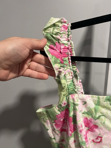 Torrid Mini Poplin Tiered Ruffle Strap Dress Pink Green Floral Size 1 - Picture 5 of 8