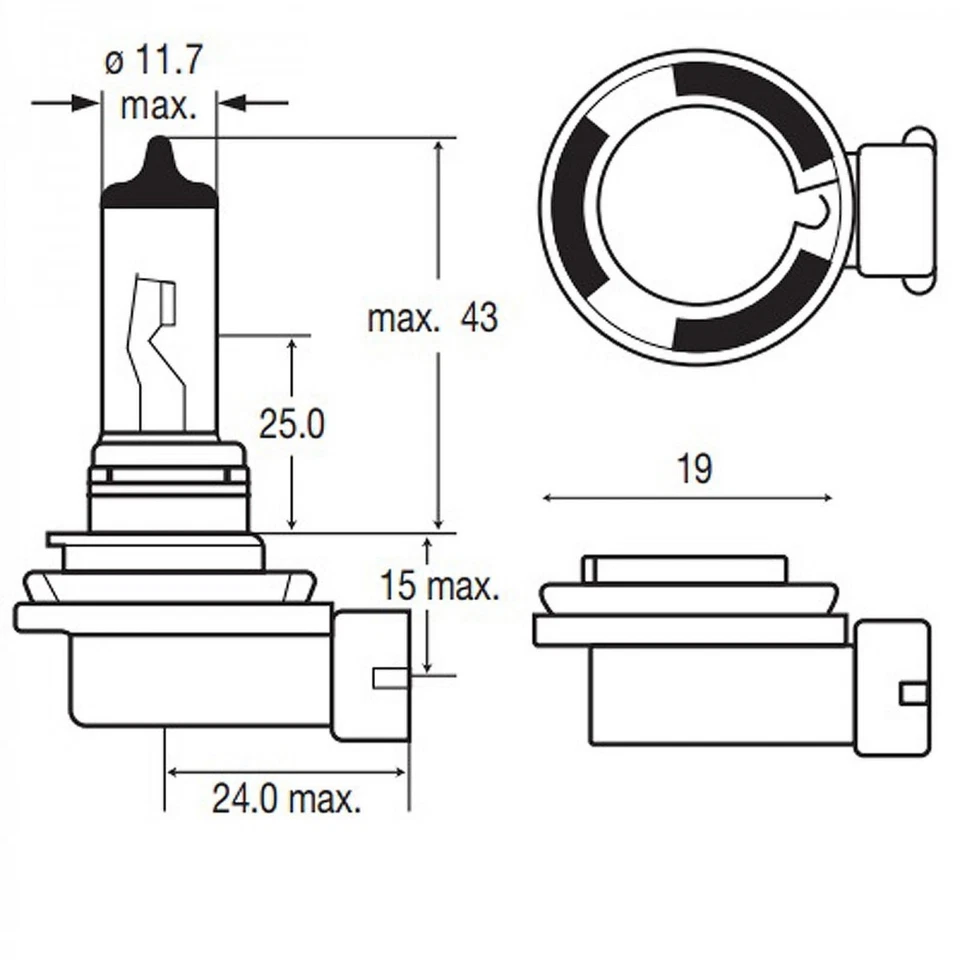 2x H8 Halógenas 35W 12V Luces Antiniebla/Conducción Bombilla de Repuesto Vidrio Blanco Brillante Coche Foto 3 de 4