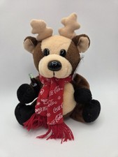 Coca-Cola Coke 1998 Reindeer Snowflake Scarf Collectible Bean Bag Plush